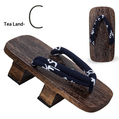 Men's solid-wood flip-flops with 5.5cm heel, natural wooden sole and thong strap