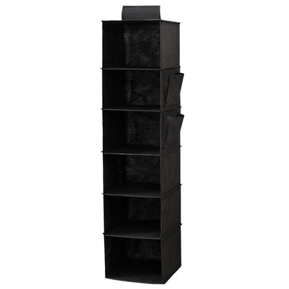 Bamboo multi-layer wardrobe storage hanging bag displayed for organizing clothes and accessories