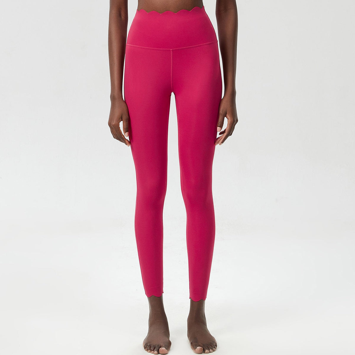 Plus size small wave yoga pants for women in black Lycra milk leather, featuring a tight fit