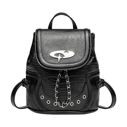 Maiden-Art commuter chain backpack for women, stylish black backpack with chain accents and multiple compartments.