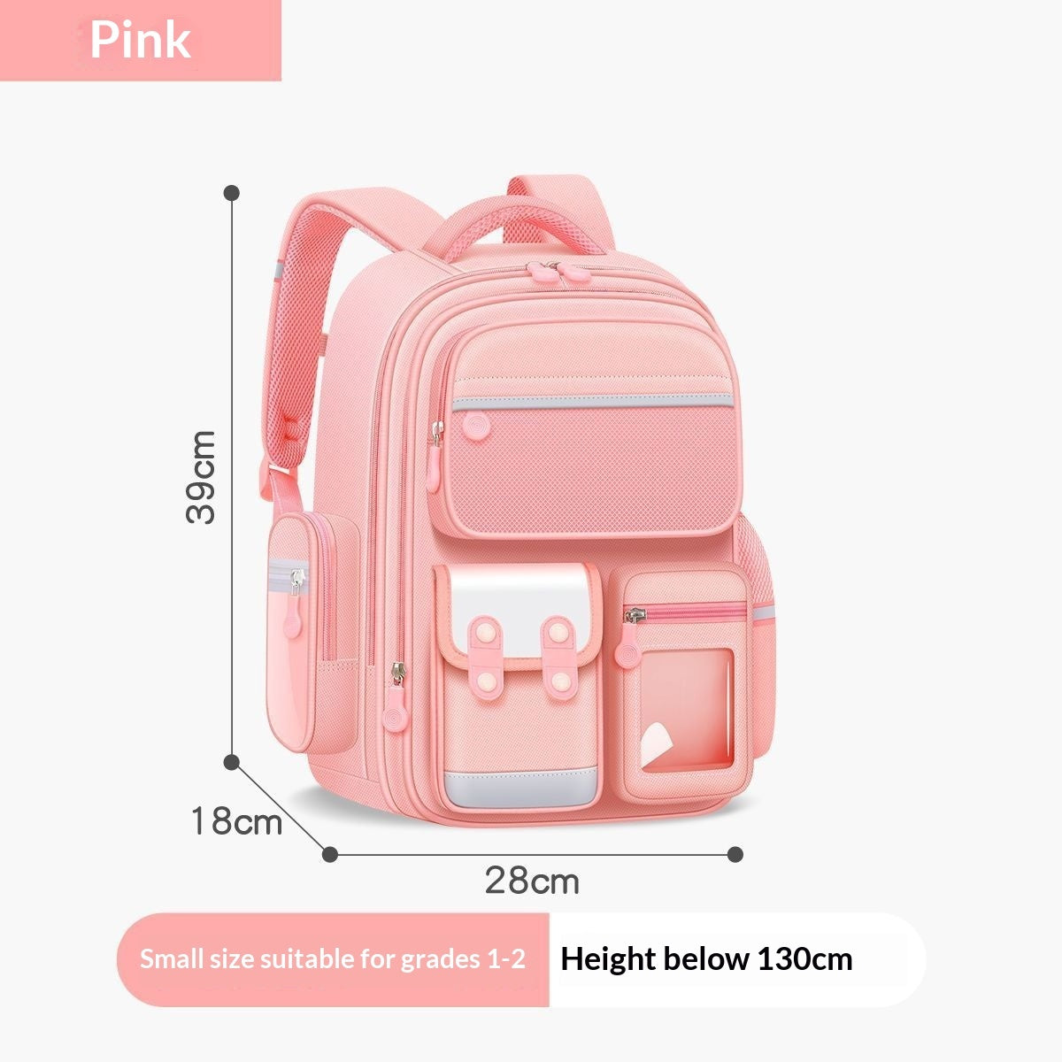 Elementary school spine-protecting backpack by My Store, shown from the front with padded shoulder straps