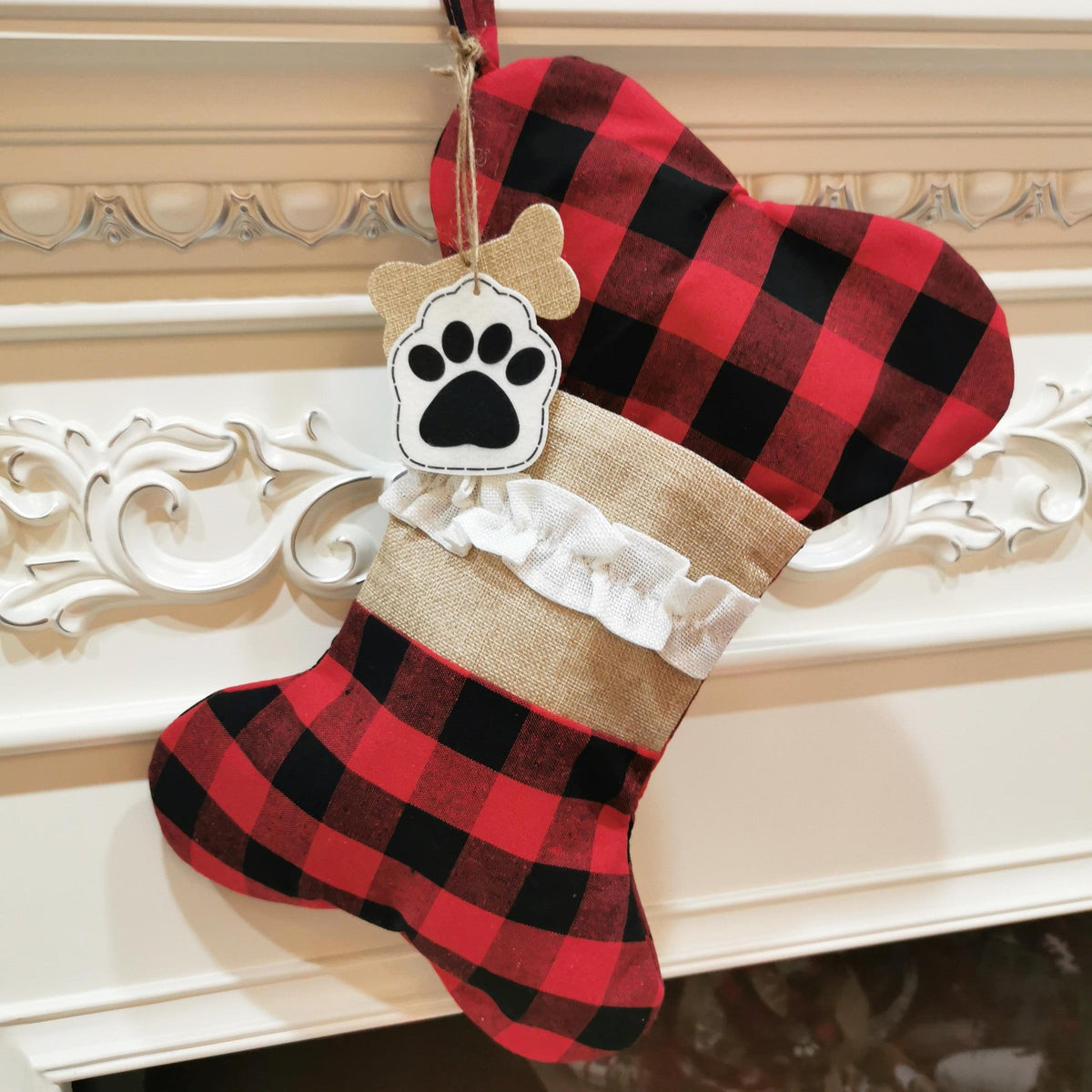 Christmas ornament Christmas socks gift bag in festive holiday design