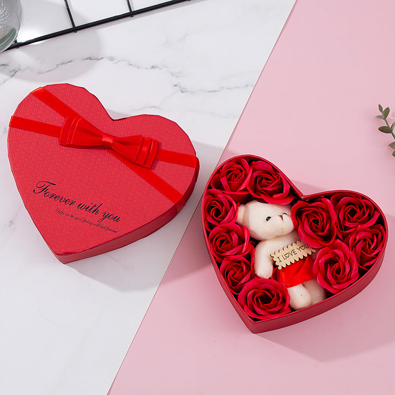 Heart-shaped rose red gift box for Valentine's Day, Christmas, New Year, Mother's Day, or birthday gifts