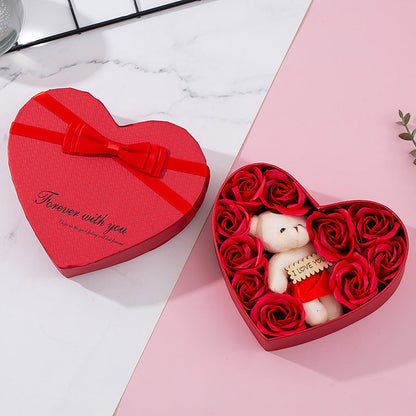 Heart-shaped rose red gift box for Valentine's Day, Christmas, New Year, Mother's Day, or birthday gifts