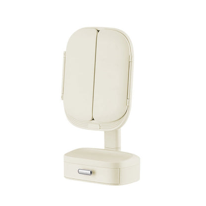 Foldable LED desktop cosmetic mirror with built-in light for household use
