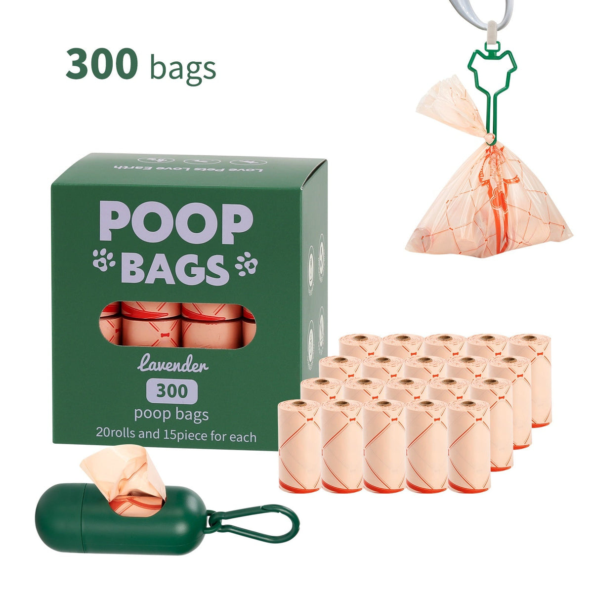 Handle dog waste bag EPI vest with degradable poop picking bags for dog walks and cat litter cleanup