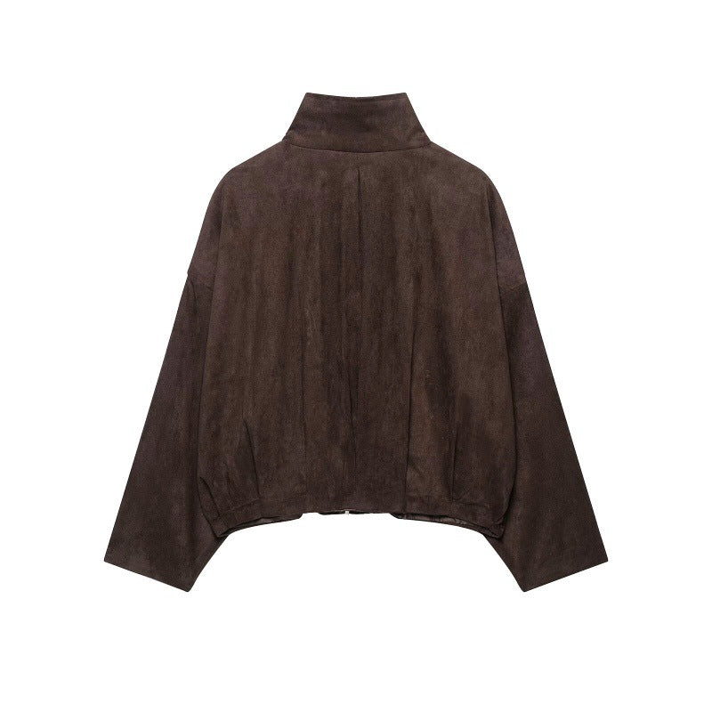 Women's retro suede jacket coat in classic style