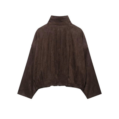 Women's retro suede jacket coat in classic style