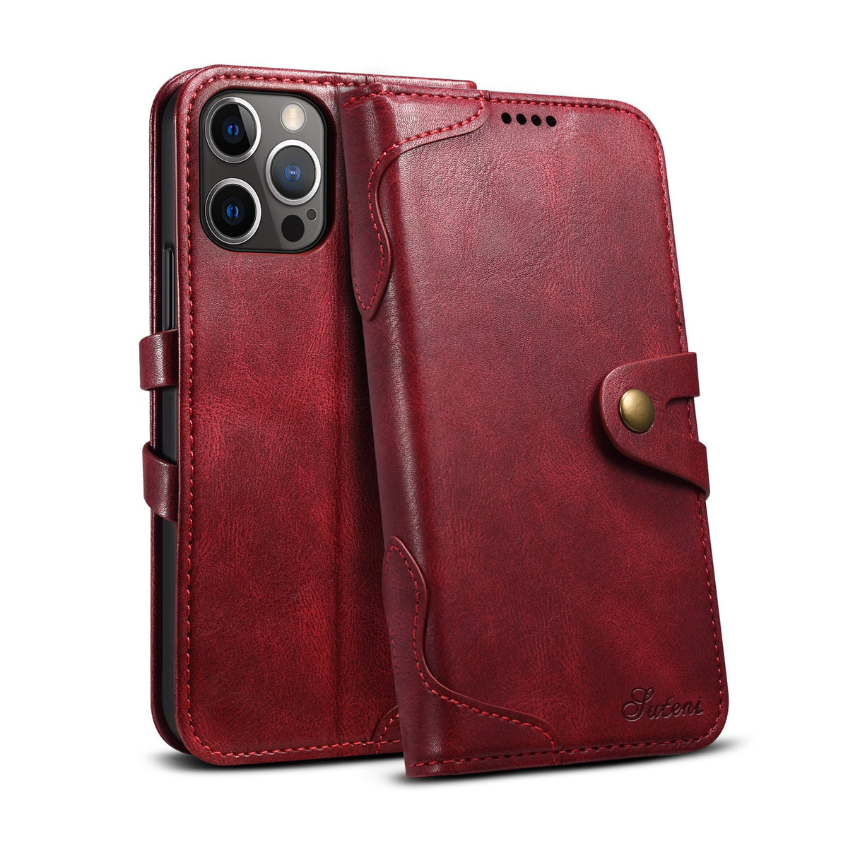 Flip leather phone case wallet bag with card slots and magnetic closure, My Store brand