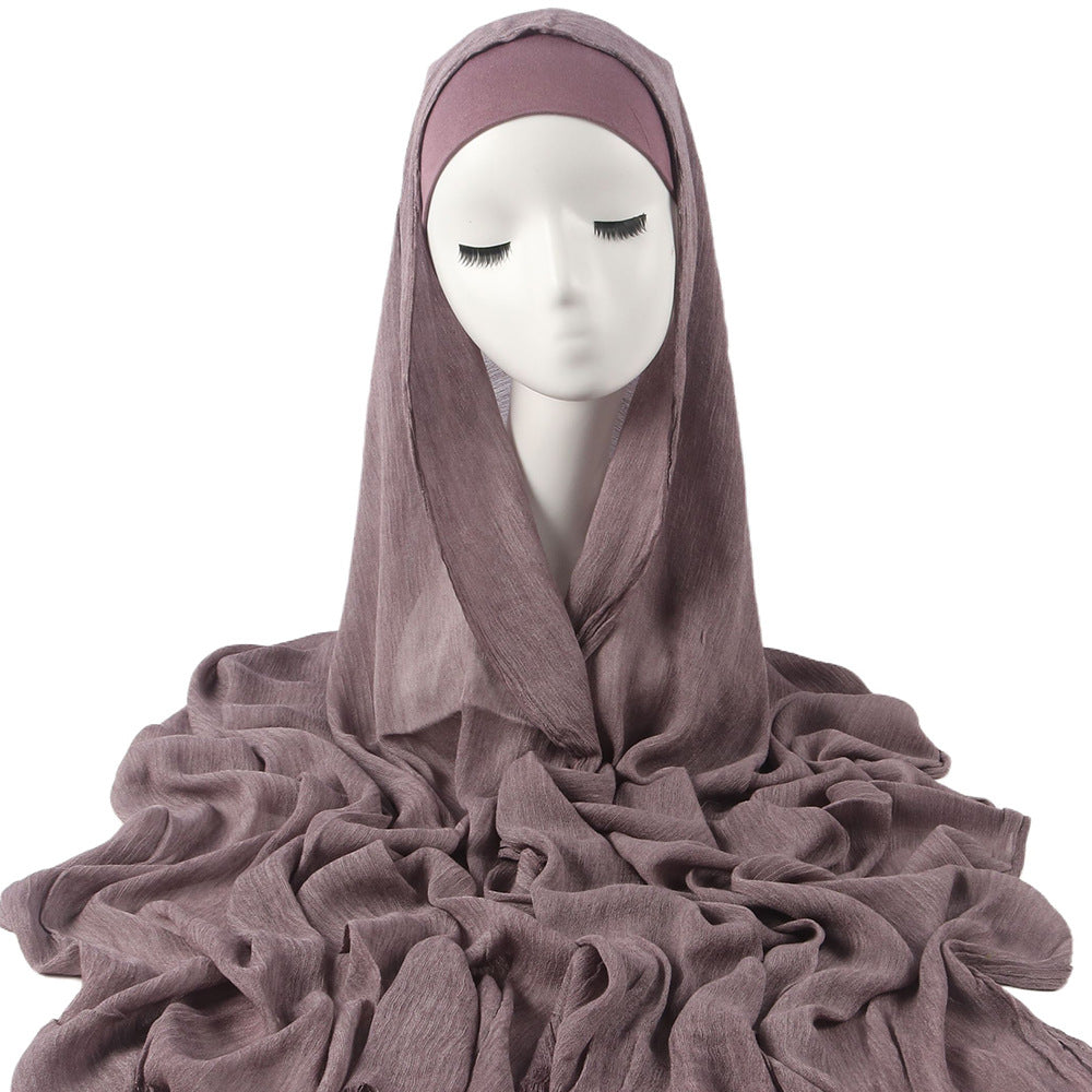 Women’s solid-color pleated faux hijab by My Store