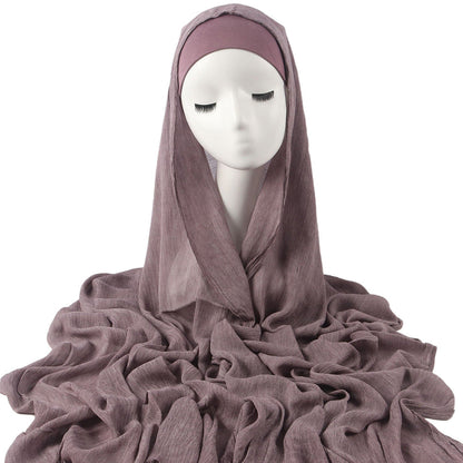 Women’s solid-color pleated faux hijab by My Store