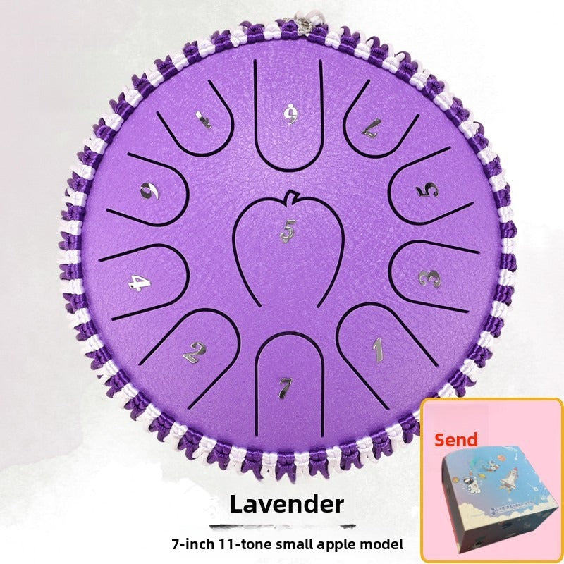 Apple-shell Ethereal Steel Tongue Drum, My Store, front view with circular tone fields and black finish
