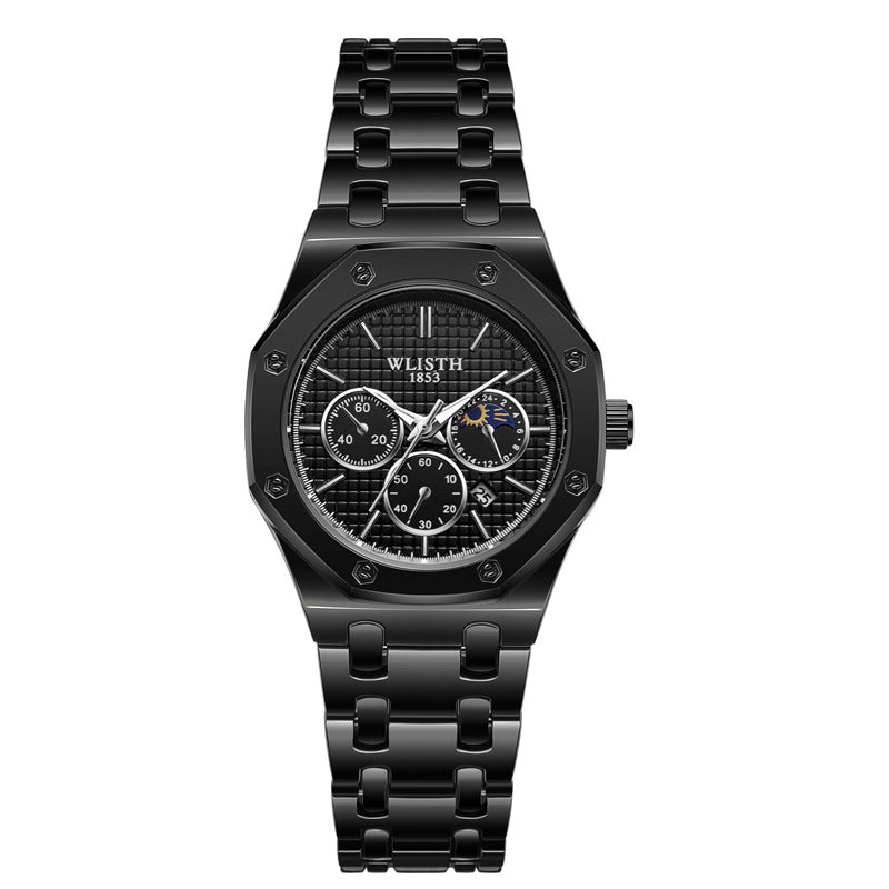 Women's luminous calendar watch with stainless steel strap by My Store