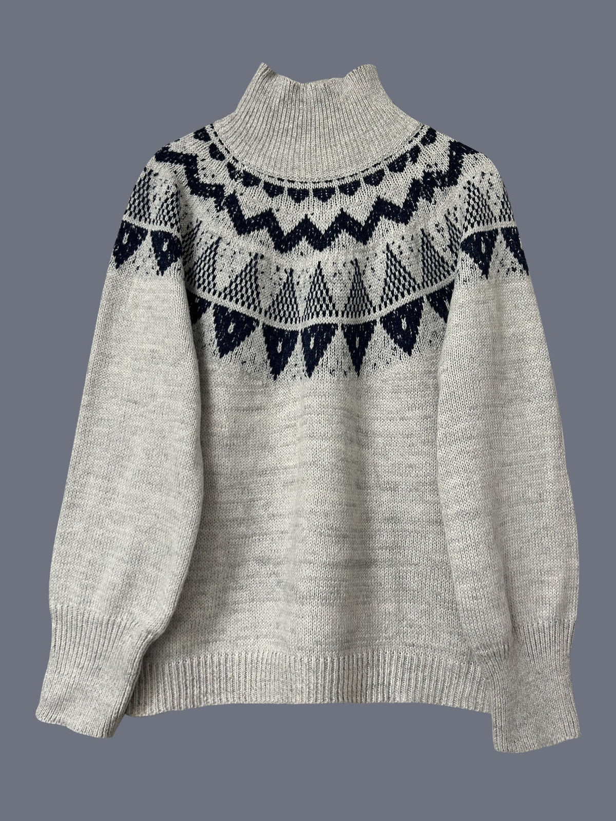 Women’s retro pullover knitted jacquard sweater in a patterned knit design