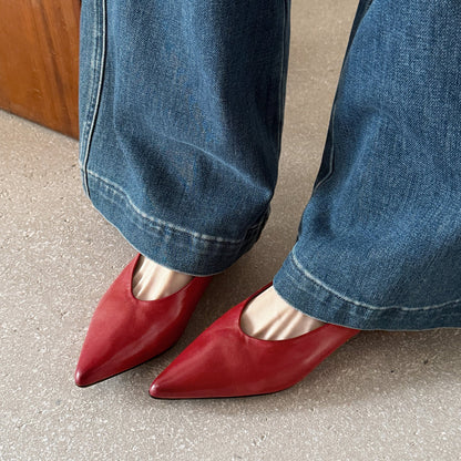 New-style cowhide minimalist versatile small leather shoes in a simple low-profile design