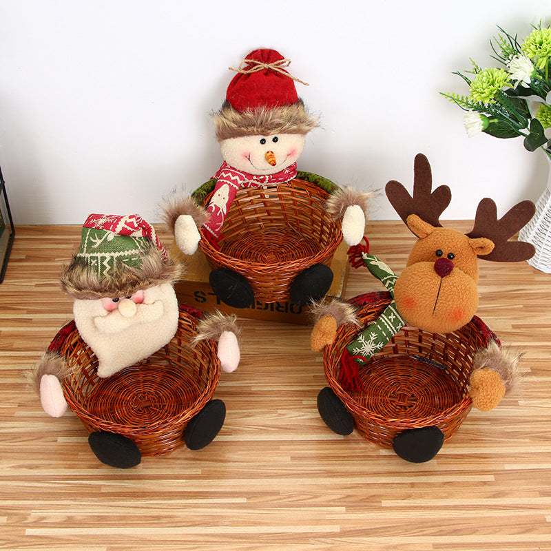 Christmas candy basket tabletop ornament with colorful candy decorations for children, New Christmas decor