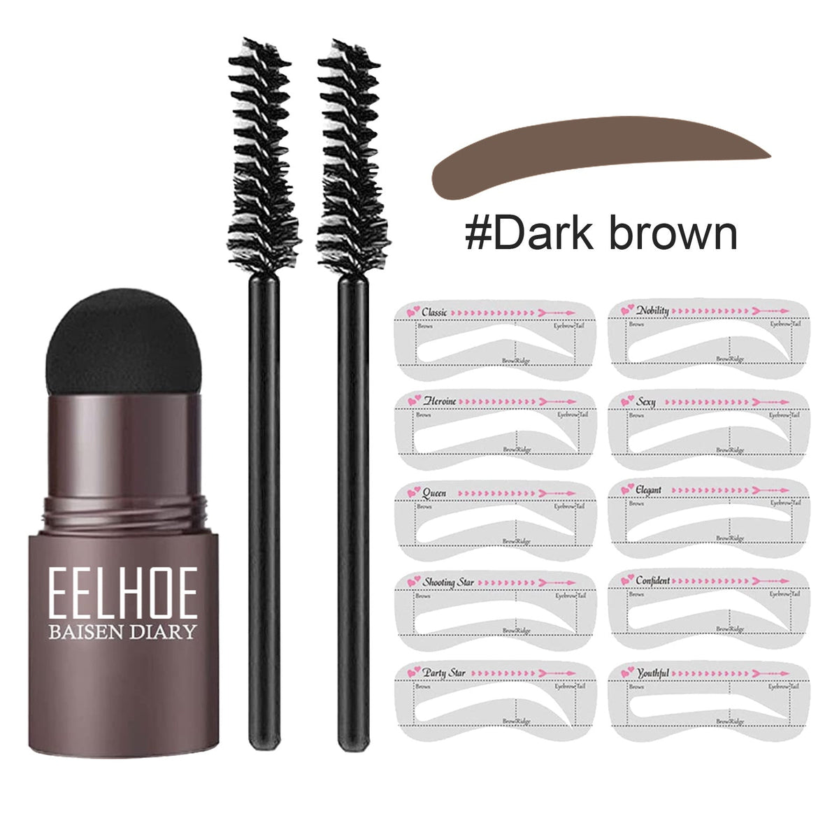 Eyebrow mold set with makeup powder for shaping and filling brows
