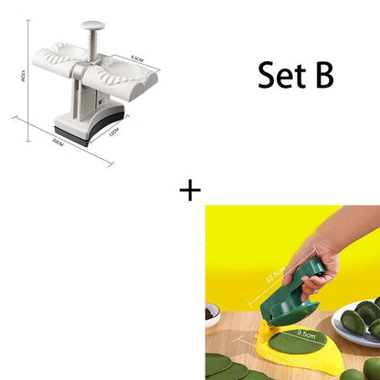 Double-head manual dumpling mould and noodle dumpling maker with press handles for kitchen use