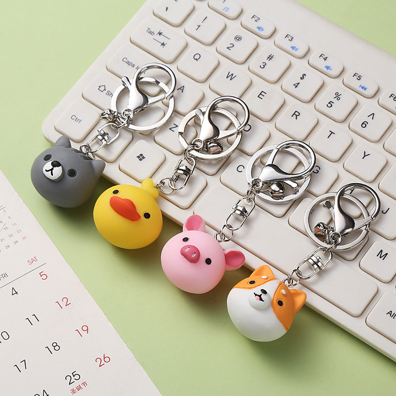 Cute creative key ring doll ornament, colorful miniature figure attached to a metal keychain ring