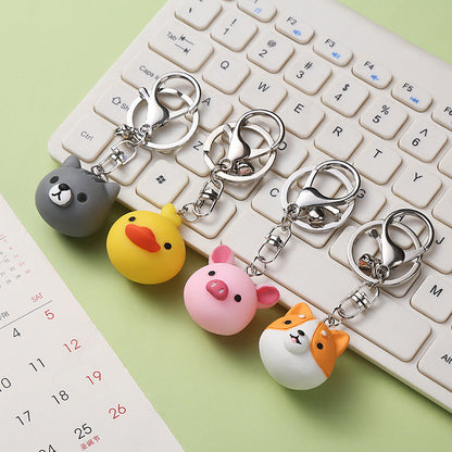 Cute creative key ring doll ornament, colorful miniature figure attached to a metal keychain ring