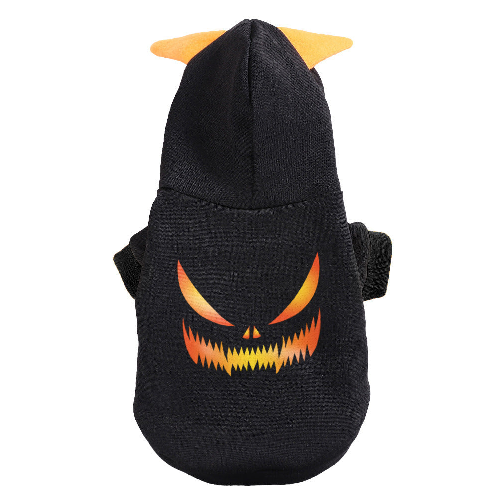 Halloween pumpkin sweater dog clothing with festive pumpkin design and soft knit texture
