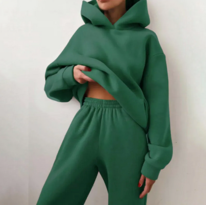 Women's hooded tracksuit by BACKUPMYFILESNOW®, featuring a zip-up hoodie and matching athletic pants in a casual, comfortable fit.