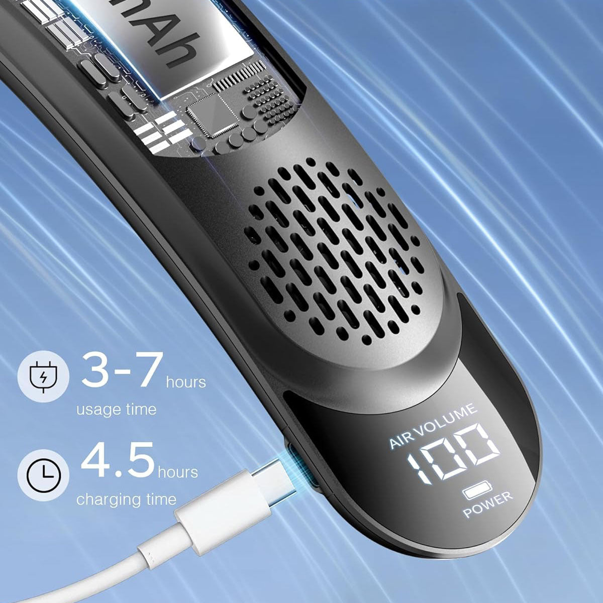 Fashionable New Quad-Core USB Neck-Hanging Fan