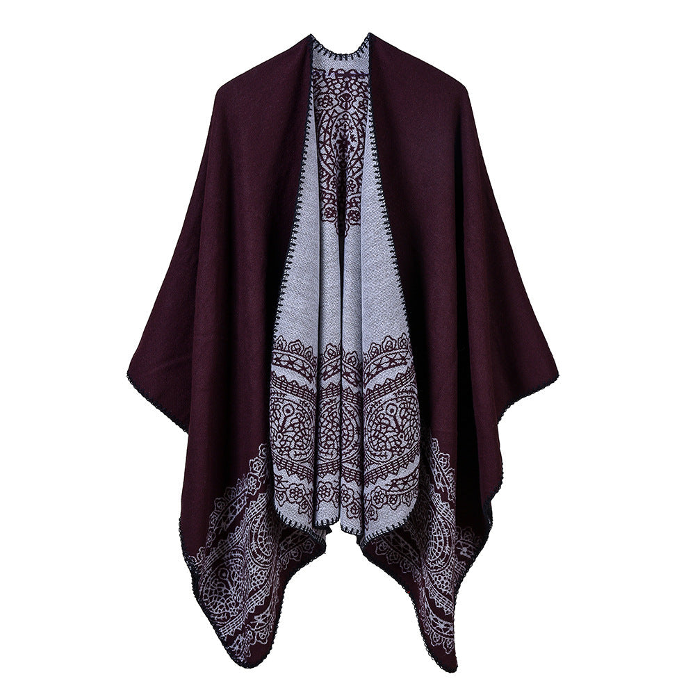 Thickened warm women’s cashmere shawl in a soft, elegant wrap style