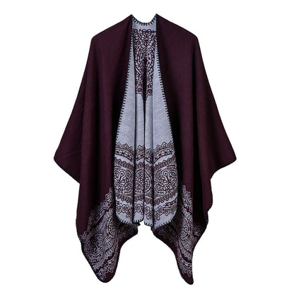 Thickened warm women’s cashmere shawl in a soft, elegant wrap style
