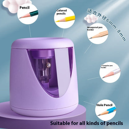 Cute portable electric pencil sharpener, automatic children's roll design in compact case