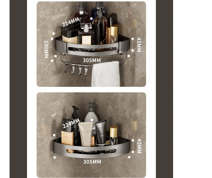 Bathroom triangle wall shelving, perforated simple storage rack for hanging bathroom organization