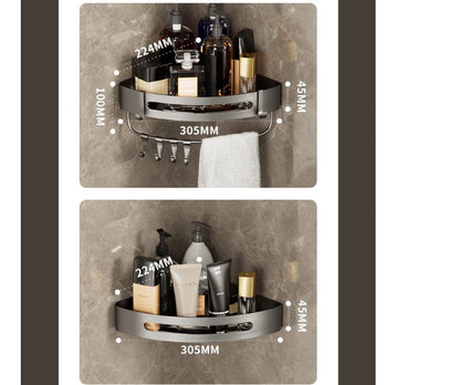 Bathroom triangle wall shelving, perforated simple storage rack for hanging bathroom organization