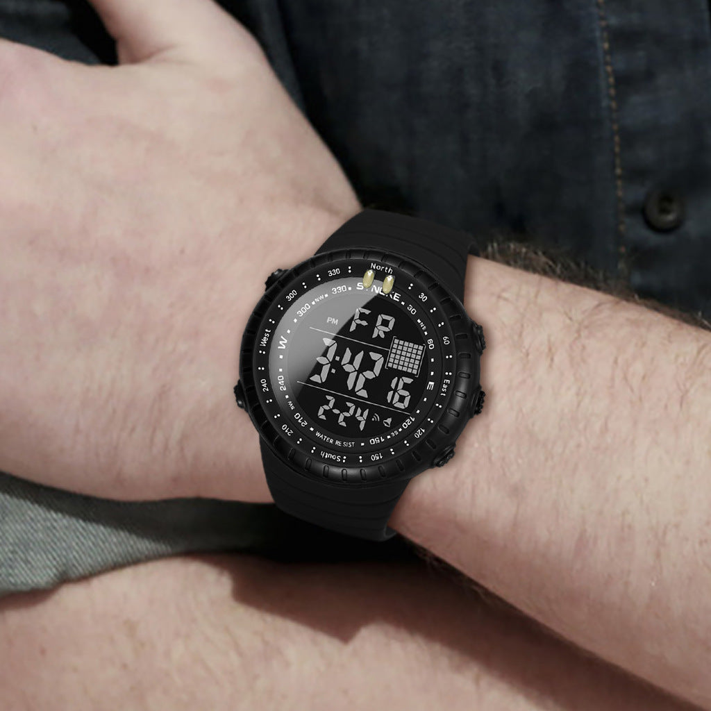 Waterproof multifunctional outdoor electronic watch for men with digital display