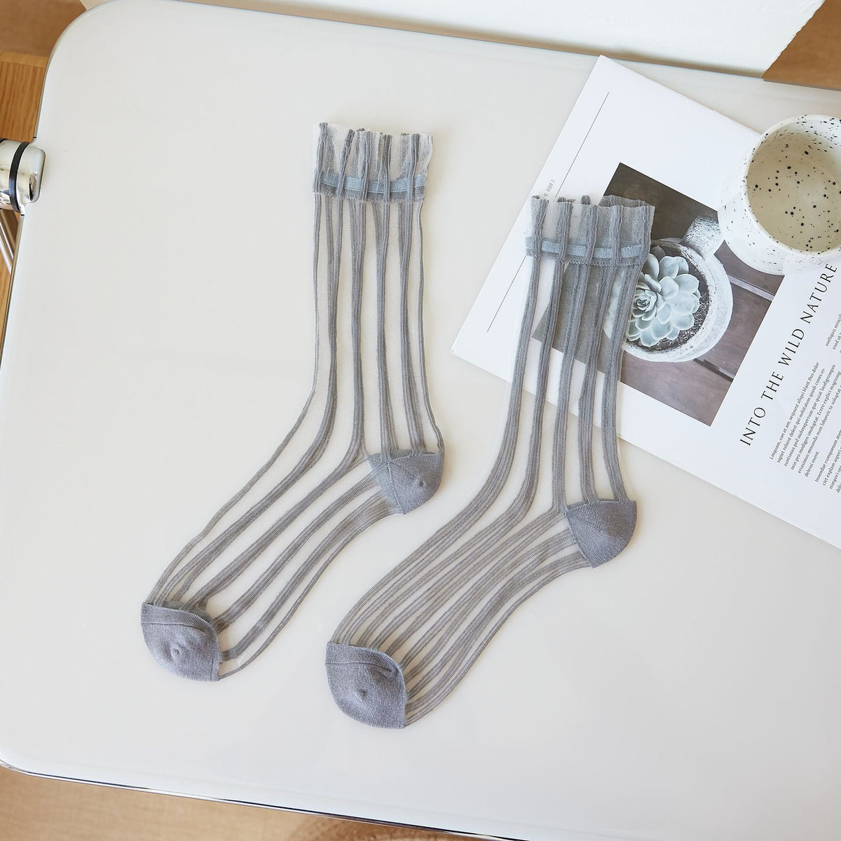 Women's thin mid-calf solid-color lace-up socks, My Store