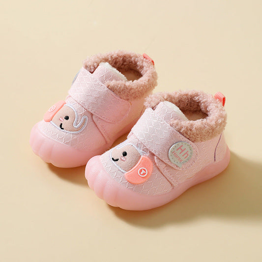 Two cotton toddler shoes, winter warm cotton shoes in a soft padded design for children