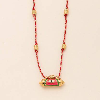 Evil eye kaleidoscope necklace clavicle chain with colorful geometric pendant 马会