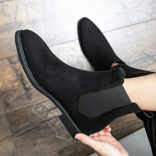Plus-size high-top leather ankle boots in European and American style, formal casual shoes