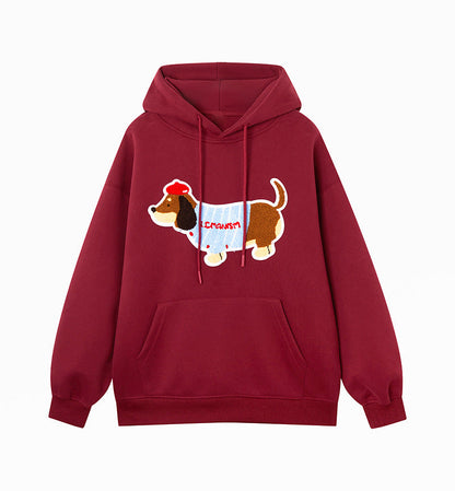 Unisex hooded sweatshirt for dogs in soft fabric, shown on a pet mannequin