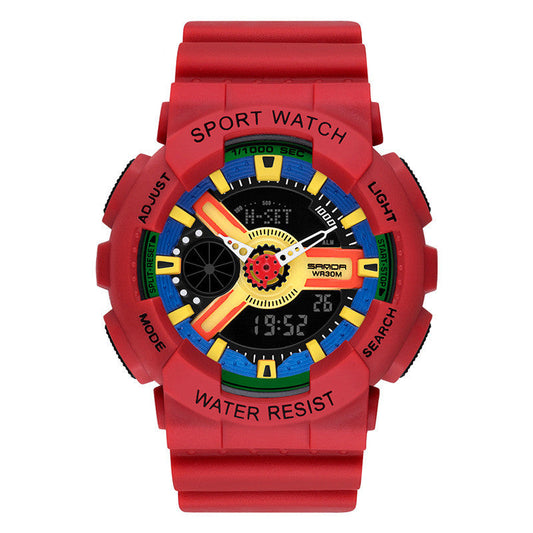 Men's and women's fashion waterproof multifunctional electronic watch with a digital display