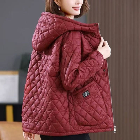 Women's winter quilted cotton-padded coat in a warm, textured design