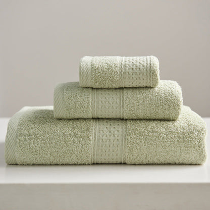 Minimalist square pure cotton bath towel set in soft neutral tones folded neatly