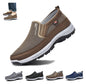 Fosterry men's comfort ortho slip-ons by BACKUPMYFILESNOW® with cushioned insole and supportive design, shown in dark brown leather.