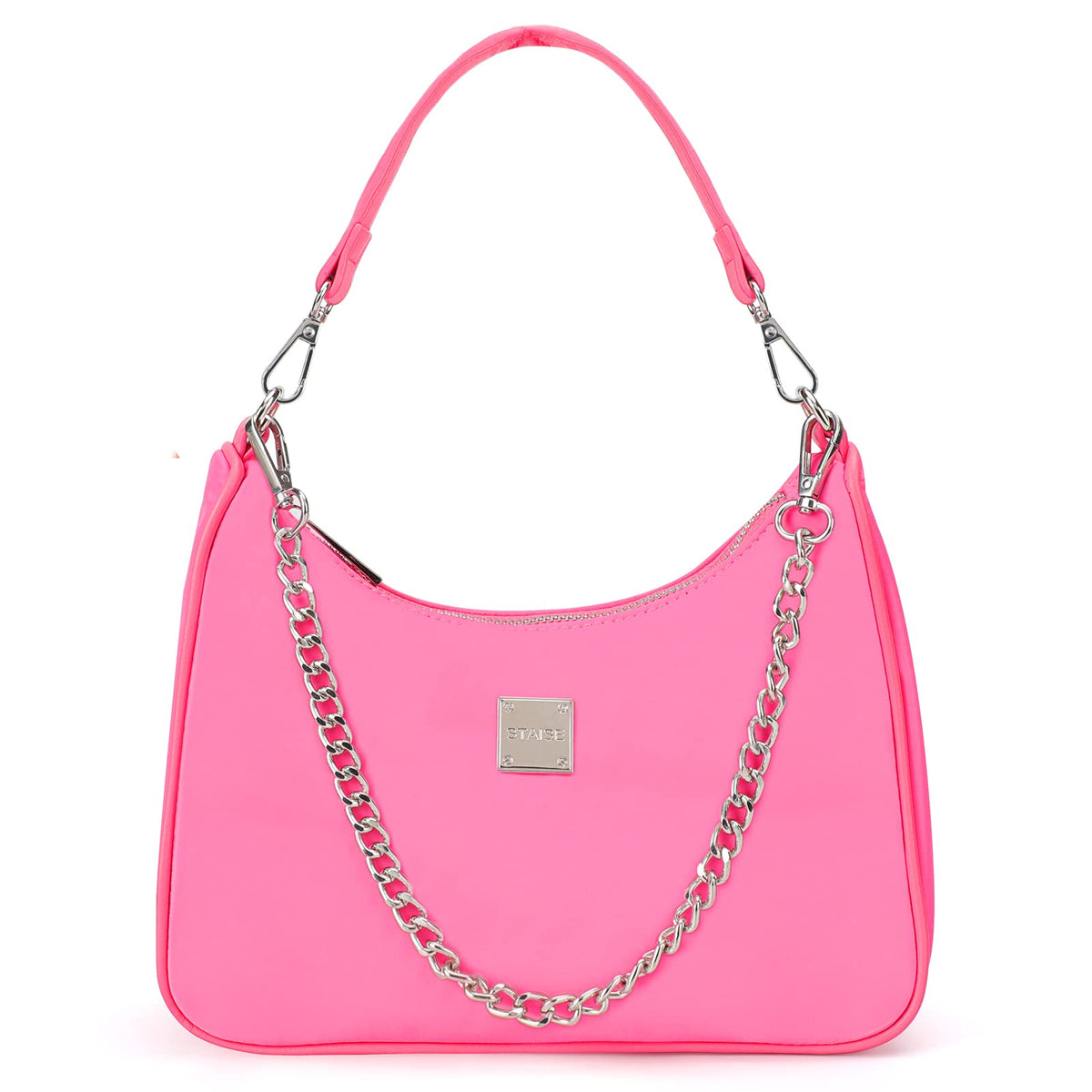 BACKUPMYFILESNOW® STAISE shoulder bag for women featuring a classic re-nylon design, chain and crossbody strap, trendy designer handbag