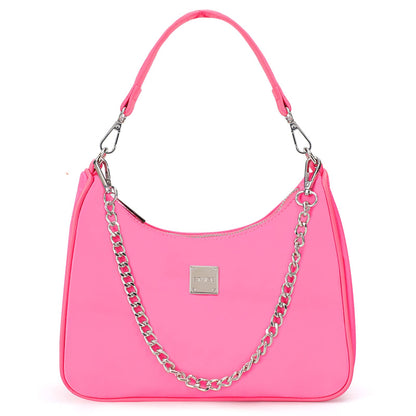 BACKUPMYFILESNOW® STAISE shoulder bag for women featuring a classic re-nylon design, chain and crossbody strap, trendy designer handbag