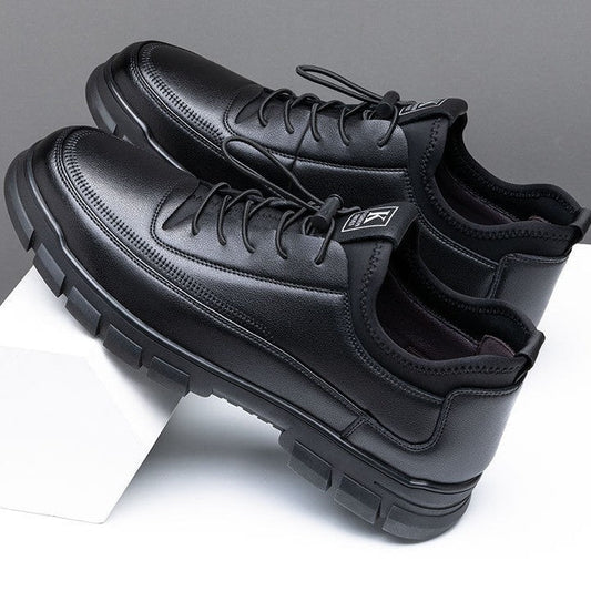 Black business formal leather shoes with soft upper for men