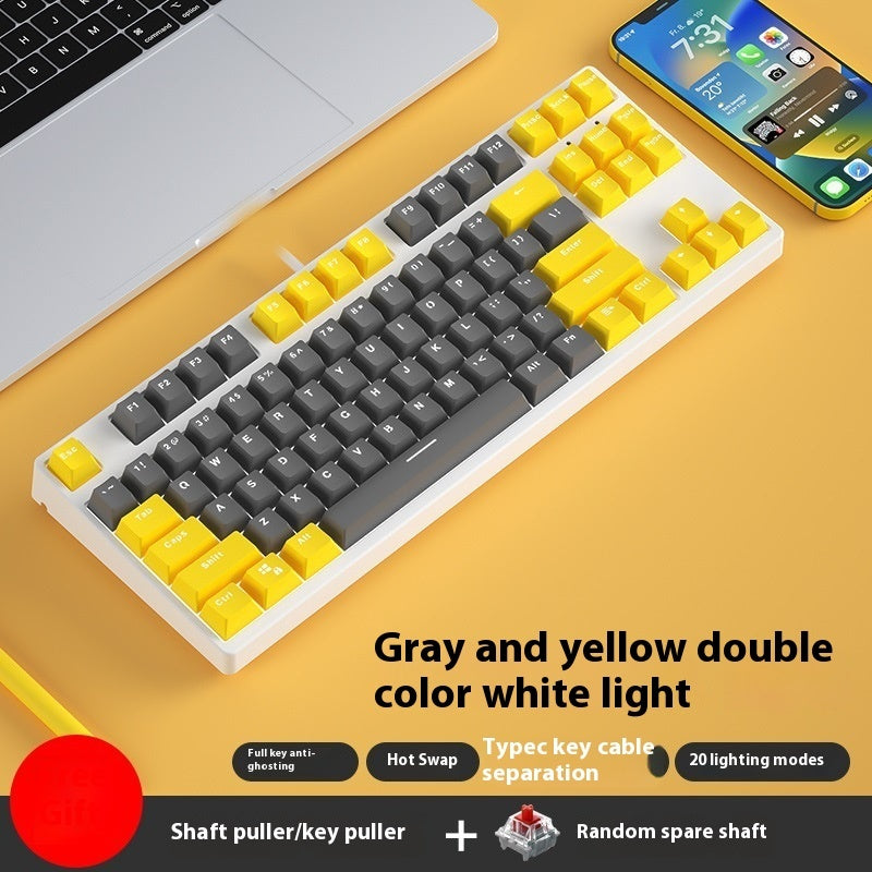87-key wired hot-swappable mechanical keyboard with two-color design