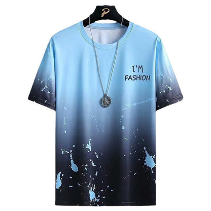 Gradient half-length sleeve versatile casual T-shirt by My Store