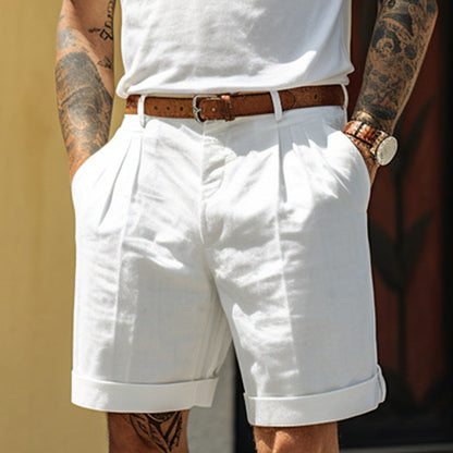 Men's straight leg shorts with pockets, loose fit casual dress pants for summer daily wear