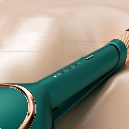 Negative ion hair care wool curling iron in black with cylindrical barrel and ergonomic handle