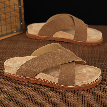 Men's high-end non-slip thick-soled slide sandals in a minimalist design